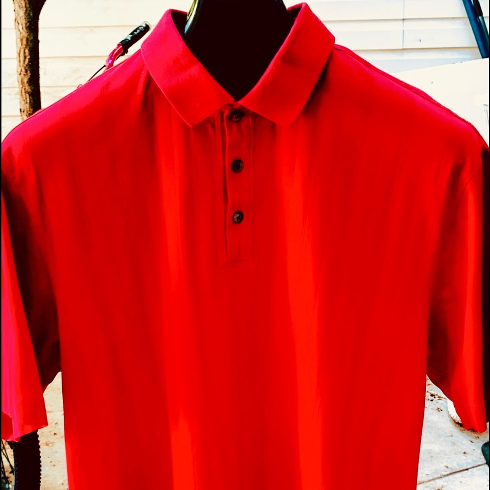 Men’s Nike Tiger Woods Collection Dri-Fit Golf Polo Shirt Red Striped Large